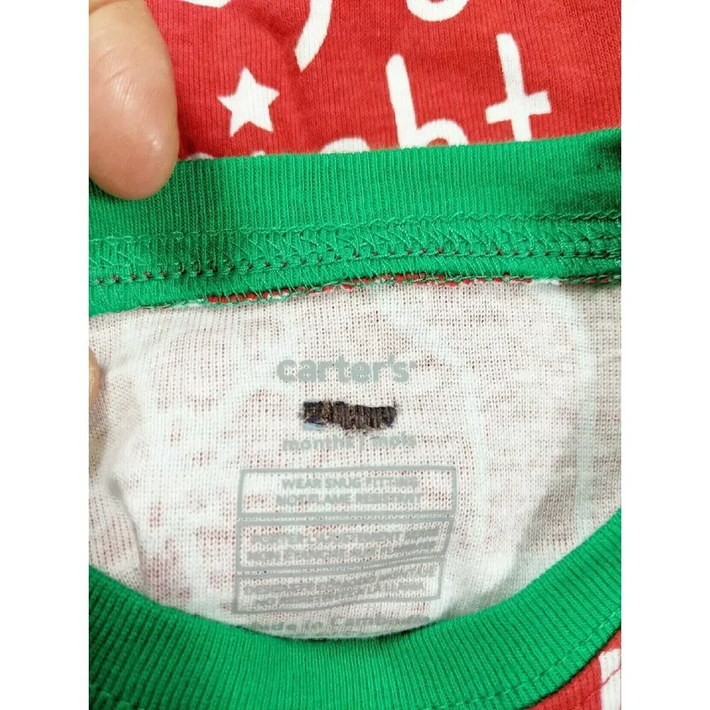 Carter's Red White & Green Holiday Words Pajamas Size 24 Months